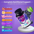LIVS Iron Plus Gummies – 20mg Gentle Iron Supplement for Women & Men – Anemia Support – Vitamin C for Absorption – Biotin, Folate & B12 for Energy – Gluten Free, Vegan, Halal & Kosher – 90 Count