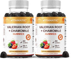 Vitamatic Valerian Root & Chamomile Gummies – Plant-Based Botanical Extract – Mixed Berry Flavor – Vegan, Non-GMO, Gluten-Free – Herbal Supplement – 60 Count (120 Count)
