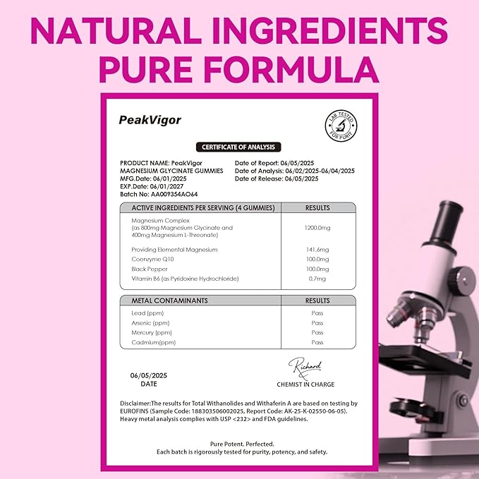 5 IN 1 Magnesium Glycinate Gummies,1400mg Magnesium Complex with Glycinate, L-Threonate, Vitamin B6, CoQ10 & Black Pepper, Organic, Non-GMO, Third-Party Tested, Gut-Friendly & Easy-to-Chew 120 Gummies