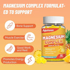 Magnesium Complex Gummies 800mg with Zinc & Vitamins B6, B12, C, D3, 60 Pineapple Gummies, High Absorption Glycinate, Citrate, Malate, Non-GMO, Gluten-Free