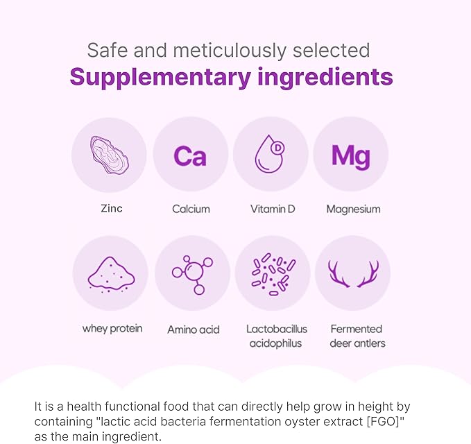 KEYTENTIAL] Height Growth Daily Nutrition Supplement for Kids & Teens | Trusted LG H&H Formula from Korea | FGO Probiotic + Zinc (Gummy_Grape Jelly)