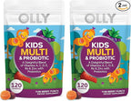 OLLY Kids Multivitamin & Probiotic Gummy,Digestive Support,Vitamins A,D,C,E,B,Zinc,Chewable Supplement,Berry Flavor,60 Day Supply -,120 Count (Pack of 2)