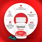 Feosol Original Iron Supplement Tablets, Non-heme, 65mg Iron per Pill, 1 Per Day, 8 Month Supply, for Energy and Immune System Support (120 ct Pack of 2)