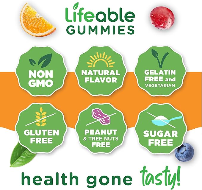 Lifeable Sugar Free Multivitamin Gummies | with Iron Vitamin A, C, D, E, Niacin, B6, Folate, B12, Biotin, Pantothenic Acid, Zinc | Great Tasting Adult Multivitamin Gummy | 90 Gummies