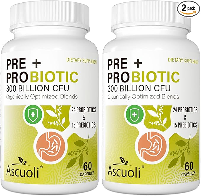 Probiotics for Women & Men - 300 Billion CFU, 24 Strains + 15 Organic Herbs Prebiotics Blend, Daily Probiotic for Digestive Health, Immune, Gut, Bloating - 120 Vegetarian Capsule (120-Days Supply)