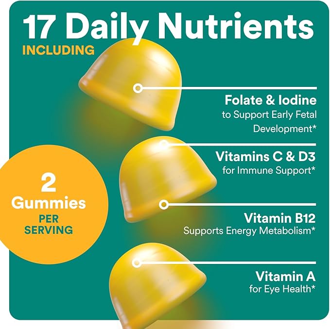 SmartyPants Prenatal Vitamins for Women, Multivitamin Gummies: Pre and Postnatal Vitamins, Biotin, Methylfolate,Vitamin D3,C,Vitamin B12, B6, A, K & Zinc, Inositol,60 Count (30 Day Supply) (Pack of 2)