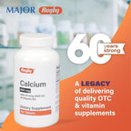 Rugby 600mg Calcium Tablets - Made with 10mcg (400IU) of Vitamin D3 - Dietary Supplement - 180 Count (2 Pack)