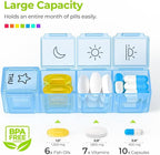 AUVON iMedassist Moisture-Proof Weekly Pill Organizer 4 Times a Day, Large 7 Day Pill Box Case with Portable Design for Travel, Removable Individual Containers Hold Vitamins, Supplements, Medications
