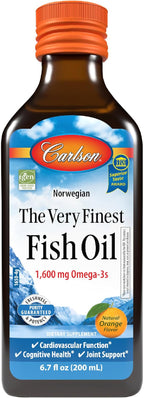 Carlson - The Very Finest Fish Oil, 1600 mg Omega-3s, Liquid Fish Oil Supplement, Norwegian Fish Oil, Wild-Caught, Sustainably Sourced Fish Oil Liquid, Orange, 6.7 Fl Oz