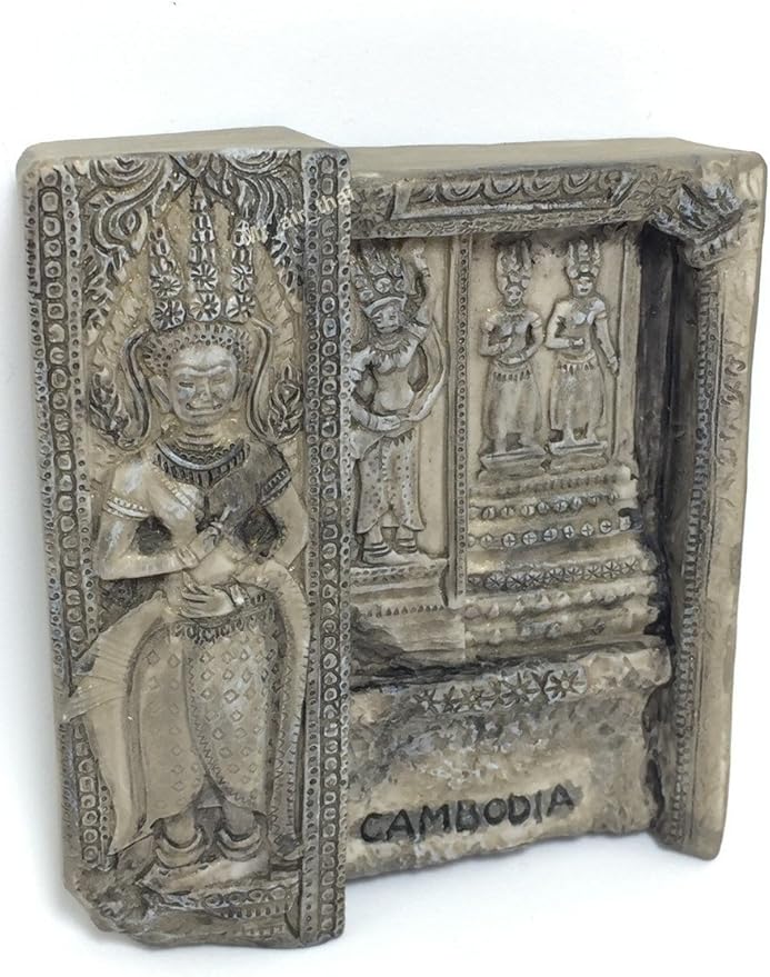 WitnyStore Tiny 2⅝" Apsaras Angkor Wat Siem Reap Cambodia Magnet - Miniature Hand Made Resin 3D Asia Landmark Tourist Attraction Decorative Refrigerator Fridge Magnets Décor Collectible Souvenir Gifts