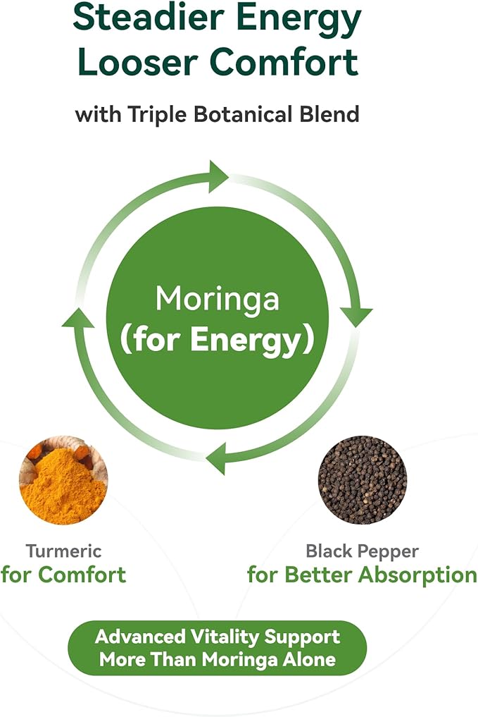 Moringa Capsules 1000mg, Moringa Leaf Extract 10:1, Complete Green Superfood, for Energy, Sleep, Immune & Gut Health, Veg Capsules 120 Count, All-Natural, Non-GMO, Made in USA
