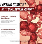 CranEaze®: Cranberry Juice Extract Plus D-Mannose – 36 mg PAC, 100% Soluble PAC - Supports Urinary Tract Health – Most Effective Cranberry Pills for Women, UTI Cranberry Supplement - 60 Capsules