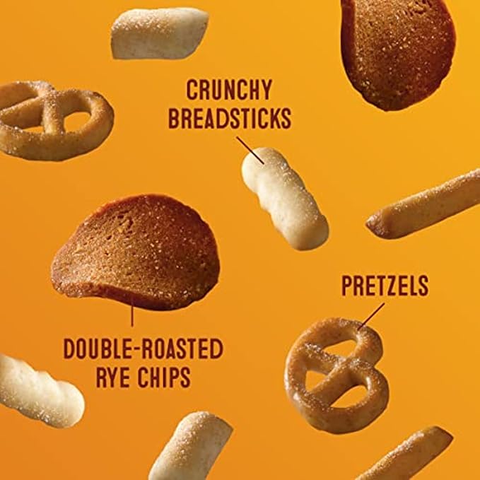 Gardetto's Original Recipe Snack Mix, Crunchy Breadsticks, Pretzels & Roasted Rye Chips, Kosher Snacks Multipack, 10 Single-Serve Bags, Individually Wrapped Party & Family Pack, 17.5 oz Bulk Box