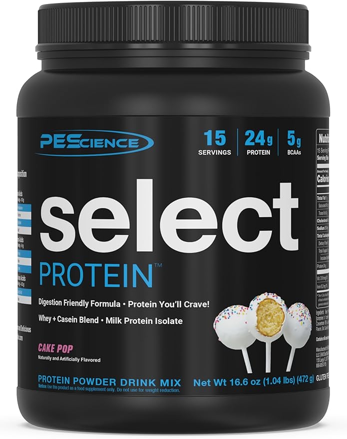 PEScience Select Protein Powder, Whey and Casein Blend, Lean Protein Powder for Women and Men, Low Calorie, Low Carb, Keto Friendly, Gluten Free, Cake Pop - 15 Servings