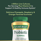 Nature's Bounty Probiotic Gummies, Immune Health & Digestive Balance, Pineapple, Raspberry and Orange Flavor Gummies, 60 Ct (Pack of 3)