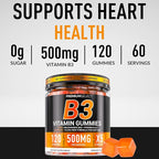 Vitamin B3 Gummies Niacinamide 500mg – Flush-Free Niacin Supplement with Vitamins A & E – 120 Vegan Gummies for Adults – Non-GMO, Sugar-Free, Gluten-Free – 2-Month Supply