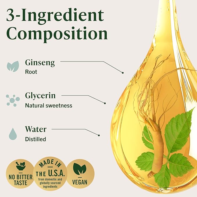 HERBAMAMA Panax Ginseng Root Tincture - Immune & Overall Support with Korean Red Ginseng Supplement - Vegan, Non-GMO, Alcohol & Sugar-Free Herbal Drops, 56-Day Supply
