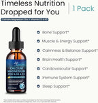 (1 Pack) Magnesium Calcium Zinc Supplement with Vitamin D3 K2 for Women, Magnesium Glycinate Vegan Liquid Drops for Adult Plus L-Theanine Boron Sea Moss Extract, Bone, Sleep & Leg Cramps, 1 Fl Oz