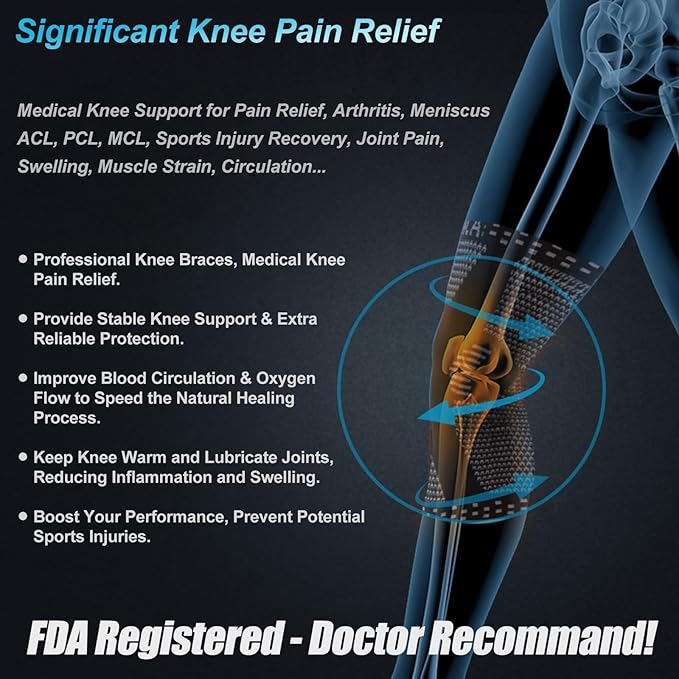 NEENCA Professional Knee Brace for Pain Relief, Medical Knee Support with Patella Pad & Side Stabilizers, Compression Knee Sleeve for Meniscus Tear, ACL, Joint Pain, Runner, Workout (Copper, XXXL)