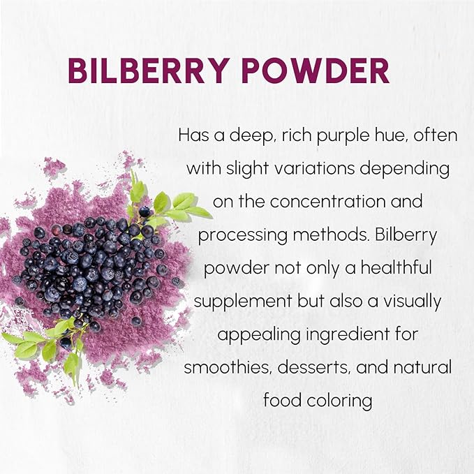 Bilberry Powder 8 oz, Natural Powder for Beverages, Cooking
