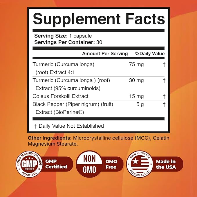 Flexi Move – FlexiMove Daily Botanical Supplement with Turmeric & Black Pepper Extract – High Absorption, Clean, Stimulant-Free Formula – Non-GMO, Made in USA, 30 Capsules, 6 Month Supply
