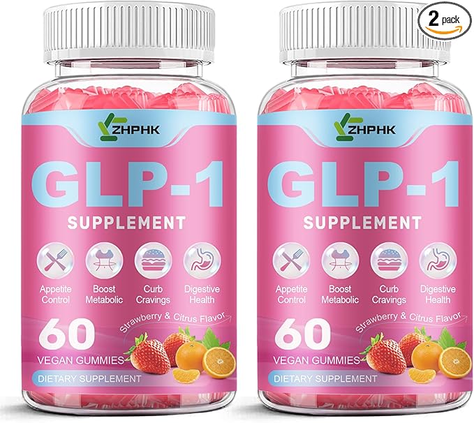GLP-1 Support for Women & Men, Sugar-Free Gummies with Berberine, Cinnamon, Turmeric, Raspberry Ketone, Resveratrol, Appetite & Craving Control, Metabolism Digestion & Gut, No Stomach, 120 Count