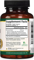 Resveratrol Supplement - 1800mg Per Serving Extra Strength Resveratrol Blend - Antioxidant Blend for Healthy Aging, Heart Health, Cellular Energy & Immune Support - Bottled in USA - 60 Capsules