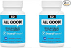 NovaFerrum All Good | Iron Capsule Supplements for Adults | Anemia | 50mg of Iron | 60 Servings | Sugar Free | Vegan | Gluten Free (Pack of 2)