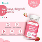 Sugar Free Collagen Gummies for Women Men, Multi Collagen Peptides Gummies Type I II III V X with Biotin Vitamin A B C D E for Hair Skin Nails, Strawberry Flavor, 60 Count