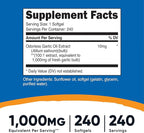 Nutricost Garlic 1000mg, 240 Softgels (3 Bottles) - Odorless, Premium Gluten Free Supplement