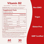Vitamin B2 Gummies 400mg | Riboflavin 400mg with CoQ10 150mg, Magnesium 200mg | B2 Vitamin 400mg for Kids & Adults, Nervous System & Skin Health | 60 Vegan Chewables（Pack 2