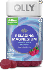 OLLY Relaxing Magnesium Gummies, Supports Muscle Relaxation,* Magnesium Citrate, Raspberry Lavender Flavored, 30 Day Supply - 120 Count