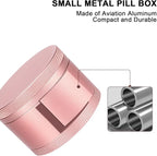 Pink Metal Pill Box Daily - Single Waterproof Travel Pill Container for Purse, Portable Pill Case for Vitamins, Fish Oil, Medicine, Cute Pill Holder Organizer, Big Size