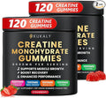 KUKALY Creatine Monohydrate Gummies for Men & Women, 9000MG Creatine Gummies Sugar Free with L-Taurine, BCAA 2:1, B12 B6 for Boost Strength, Focus & Endurance, Vegan, Non-GMO, Strawberry 120*2 Bottle