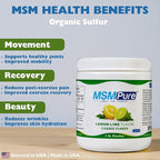 KALA HEALTH MSMPure Lemon Lime Flavored Coarse MSM Powder Flakes – US-Made MSM for Joint Health, Skin Appearance, and Hair & Nail Support – 1 lb, Organic Sulfur