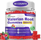 90 Count | Valerian Root Gummies with Melatonin & L-Theanine, Natural Valerian Root Extract Supplements for Deep Zzz, Relaxation & Calming, Mixed Berry Flavor, Sugar Free, Non-GMO