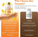 Turmeric Curcumin with Ginger Gummies, Vegan Formula with Fermented Turmeric & Black Pepper, Joint Comfort & Mobility, Sugar-Free with Vitamin D3 + K2, Natural Peach Flavor – 150 Gummies (2 Bottles)