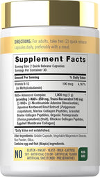 Carlyle NAD+ Supplement for Women & Men | 1000 mg | 60 Capsules | Advanced Complex with Resveratrol and Collagen | Non-GMO & Gluten Free