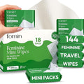 FOMIN Feminine Wipes for Women - 18 Pack (144 Wipes) - pH Balanced Aloe Vera Intimate Cleansing Wipes - Wipes for Sensitive Skin - Individual Packets -Travel Essentials & Gifts for Women & Teen Girls