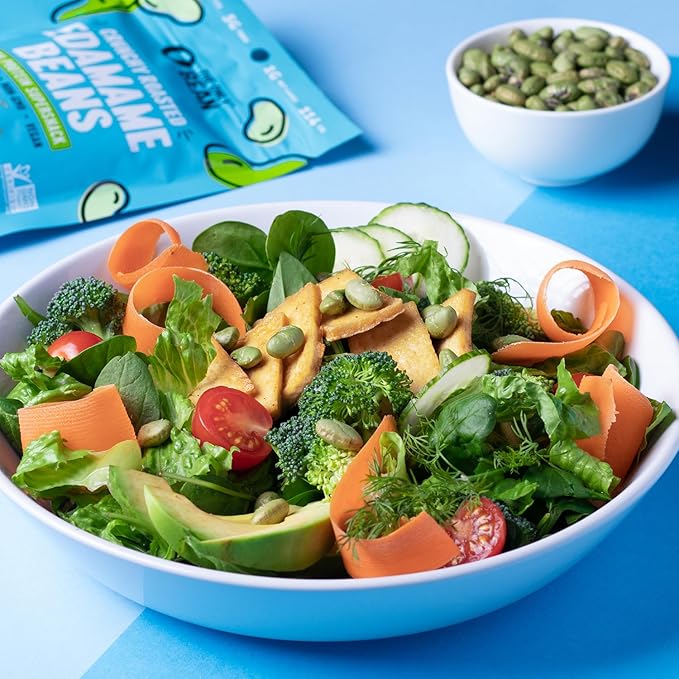 The Only Bean Crunchy Dry Roasted Edamame Snacks (Sea Salt), Healthy High Protein(11g) Keto Food, Low Carb Gluten Free Office Vegan Food 100 Calorie Snack Pack, 0.9oz 10 Pack
