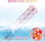 Extra Large Weekly Pill Organizer 7 Day - Portable Daily Pill Box with 7 Detachable Compartments, Vitamin Holder and Medicine Organizer for Supplements, Home and Travel, Pink