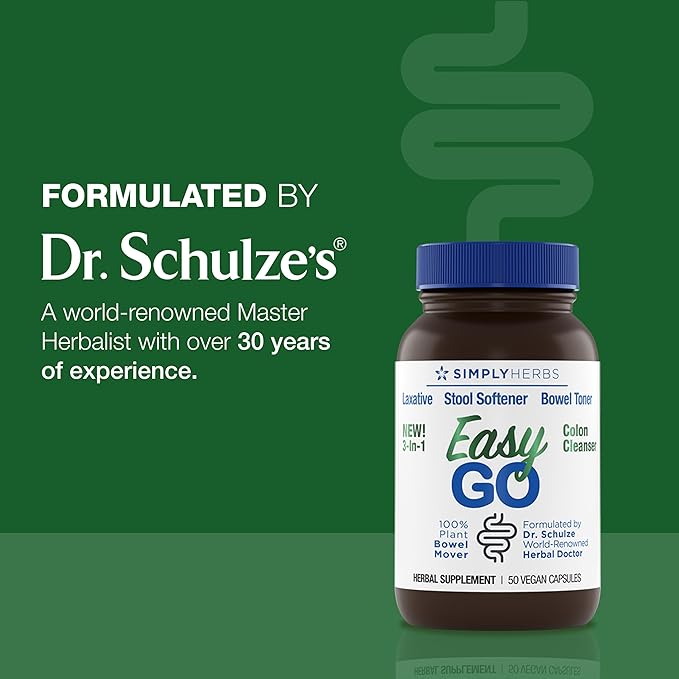 Simply Herbs Easy Go Bowel Mover - Adult Cleansing Supplement for Colon Health Support - Bowel Movement Aid - Stool Softener - Daily-Use Laxative - Plant-Based Ingredients - Vegan - 50 Count
