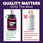 Whey Protein Powder for Women Vanilla Powder - Low Carb Gluten-Free Grass-Fed rBGH-Free - Supports Weight Loss - Natural Stevia Sweetened Protein Shake, 20g (Creamy Vanilla, 2lb)