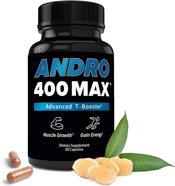 Andro400 Max Advanced T-Support & Nitric Oxide Booster – Tongkat Ali with L-Arginine & L-Citrulline – Supports Blood Flow, Circulation, and Physical Performance – 1 Pack, 60 Capsules