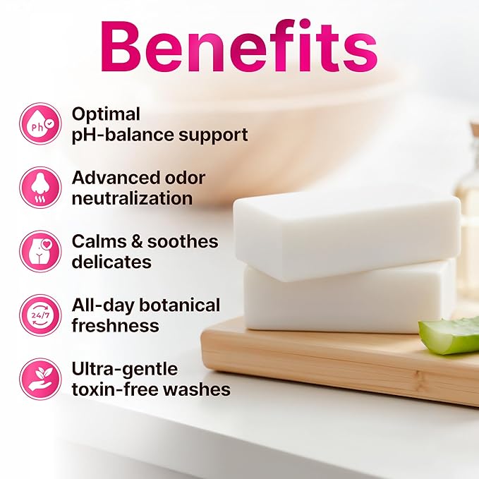 Aloe Vera Yoni Soap for Vaginal Intimate Feminine Wash - Advanced pH & Odor Control Hydration Complex - Natural Korean Cold-Pressed Vegan Formula with Calendula, Apple Cider Vinegar, Chamomile -2 Pack