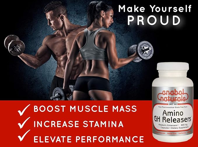 Anabol Naturals Amino GHReleasers Pre-Workout Amino Acid Supplement – MetaboEnhancer with L-Glutamine and L-Arginine for Lean Muscle, 500 Capsules