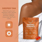 Savanna Skin Tanning Gummies, with Vitamin C & E, Astaxanthin, Beta Carotene, Skin Radiance & Hydration for Natural Looking Glow, Bronzing, Non-GMO, Vegan & Sugar Free - 60 Count (1)
