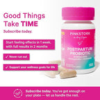 Pink Stork Probiotics for Postnatal Women - 30 Billion CFUS with Ashwagandha and Chamomile, Postpartum Essentials for Hormone Balance, Mood Support, Gut Health, Digestive Wellness, 30 Capsules