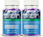 Magnesium Glycinate Gummies 1000mg, High Absorption Sugar Free Magnesium Potassium Supplement for Relaxation, Stress Relief, and Sleep Support for Adults & Kids - 180 Blueberry Gummies