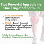 Turmeric Curcumin 95% Extract & Collagen Capsules - NEM Promotes Knee Comfort & Flexibility - Eggshell Membrane w Naturally Occurring Glucosamine Chondroitin Hyaluronic Acid- Made in USA